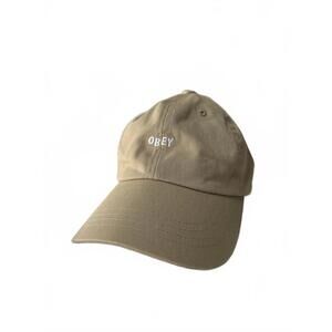OBEY Khaki Embroidered Adjustable Jumble Bar 6 Panel Baseball Hat Cap One Size